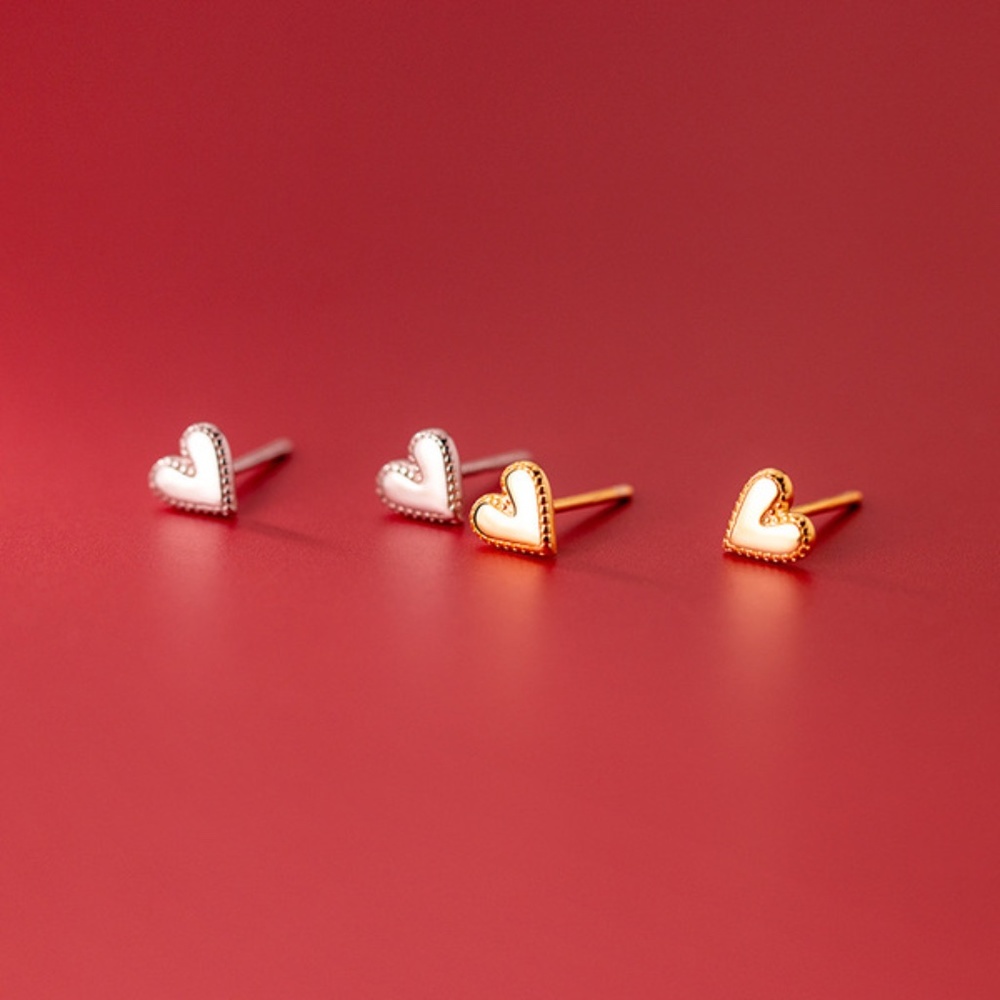 Sterling silver Heart Earrings Valentines Anniversary Heart Stud Earrings